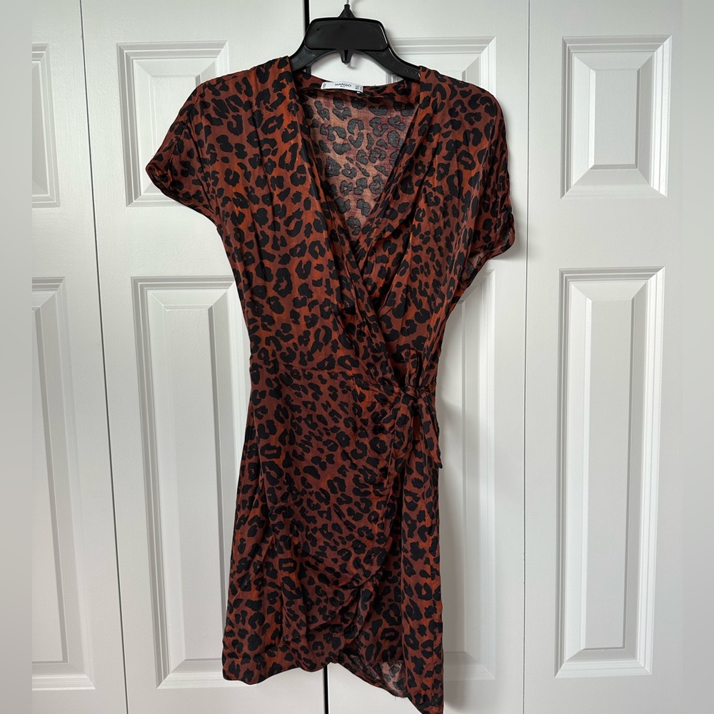 Mango Animal Print Wrap Dress